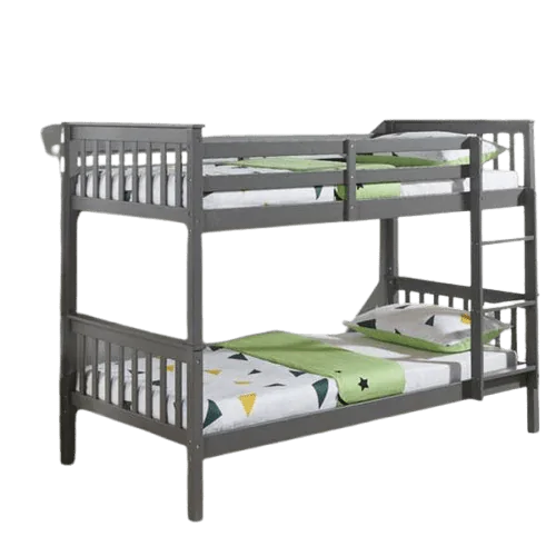 Wooden Bunk Bed Grey Painted Modern Kids Bedroom Furniture - UK