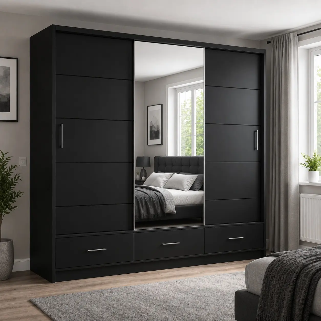 Florence 256cm Sliding Mirror Wardrobe - Image 3