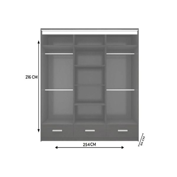 3 DRAWERS HIGH GLOSS GREY FLORENCE WARDROBE FOR SALE IN UK Grey