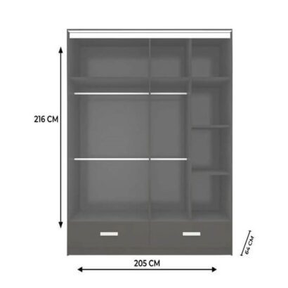 2 DRAWERS HIGH GLOSS GREY FLORENCE WARDROBE FOR SALE IN UK