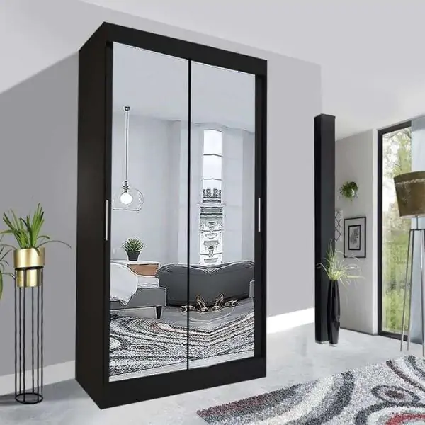 Milan 120cm Sliding Mirror Wardrobe