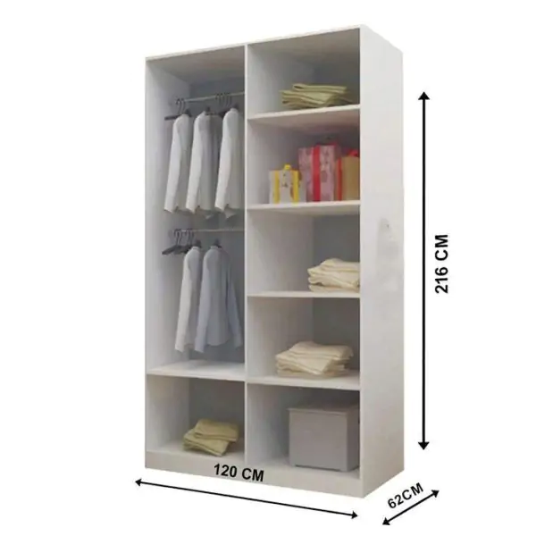 2 Door Mirrored Wardrobe Modern Bedroom Storage - UK