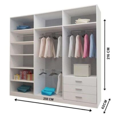 Milan Sliding Mirror Wardrobe - 250cm Dimension