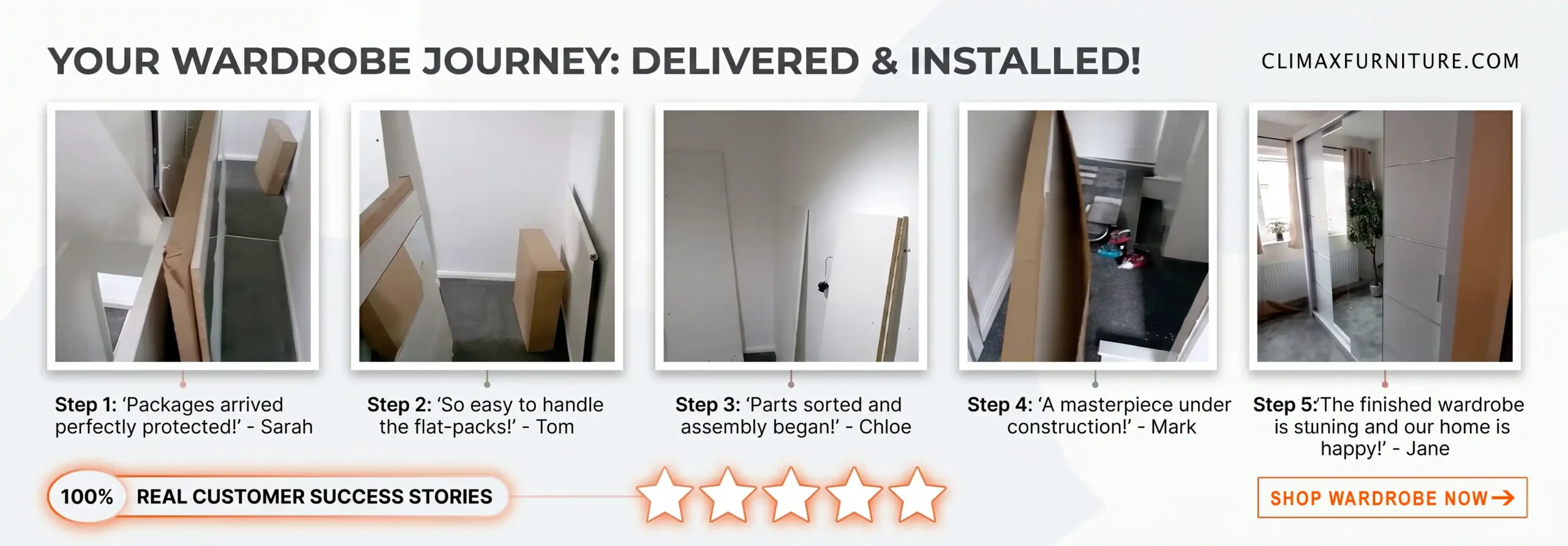 Sliding Wardrobe Successful satisfied customers Deliveries by Climax-furniture