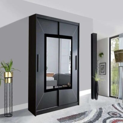 Venice-Sliding-Mirror-Door-Wardrobe-150cm-Black