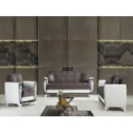 Button Tufted Sofa Charcoal Grey Velvet Modern Living Room Seating - UK