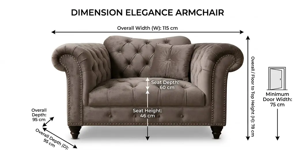 elegance armchair dimension