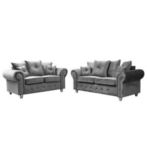Ashwin Velvet Sofa | Large velvet sofas UK Silver