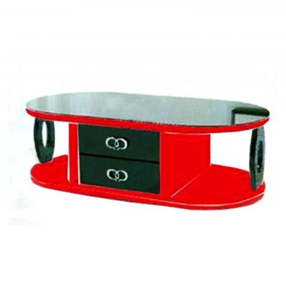 High Gloss Coffee Table with 4 Drawers Red