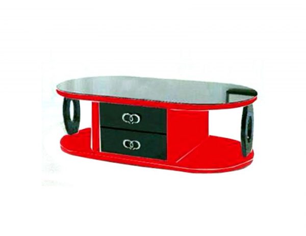 High Gloss Coffee Table with 4 Drawers Red