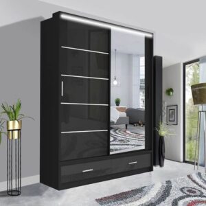 2 DRAWERS HIGH GLOSS BLACK FLORENCE WARDROBE FOR SALE IN UK
