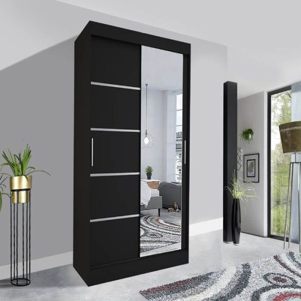 High Quality Lyon Wardrobe Side Mirror 120cm Black sale in UK