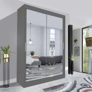 Milan wardrobe full mirror with sliding door 180cm Grey sale in UK