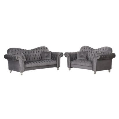 Elegance Climax Corner sofa 3+2 seater in Plush Velvet Graphite for Sale in UK Grey