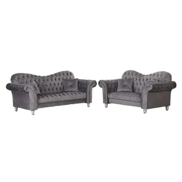 Elegance Climax Corner sofa 3+2 seater in Plush Velvet Graphite for Sale in UK Grey