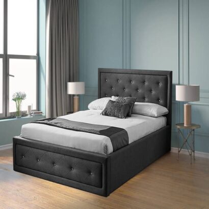 Ottoman Leather Bed Dark Grey