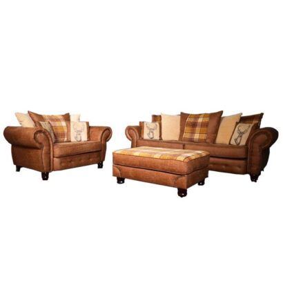 Oakland Leather Sofa Set Brown