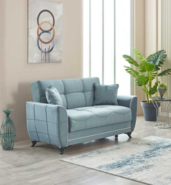 Light Blue Sofa Bed with Storage