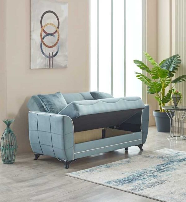 2 Seater Sofa Light Blue 3