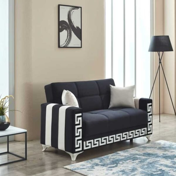 2-seater black and white Verona sofa bed, modern living room - UK