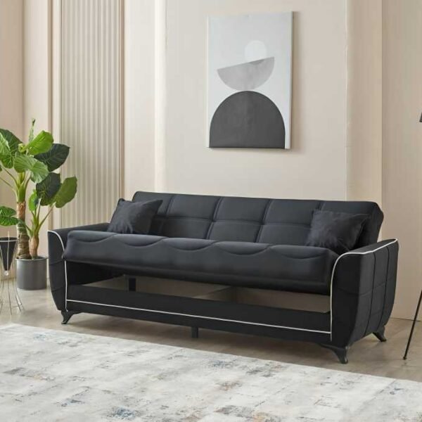 Modern 3 Seater Sofa Bed Black - UK