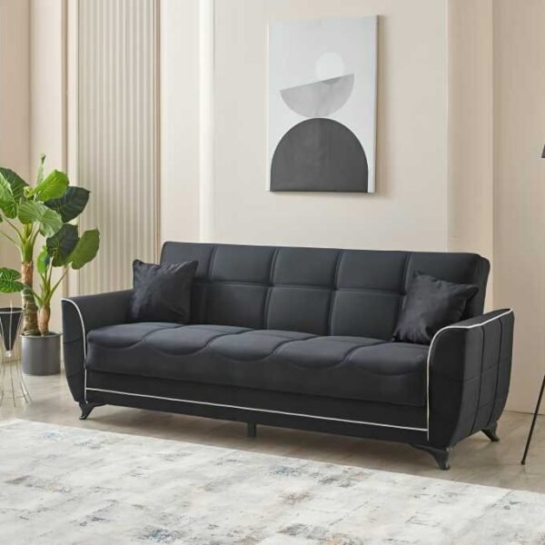 Luxury 3 Seater Sofa Bed Black UK Made