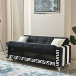 3 Seater Black And White Verona Sofa Bed in modern living room