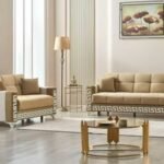 Beige and white Verona sofa bed set in modern UK living room