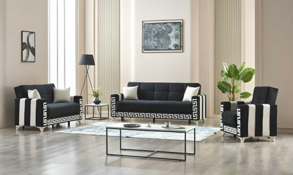 Armchair 2 Seater Sofa and 3 Seater Sofa Verona Sofa Bed Black