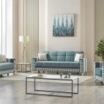 Armchair, 2 Seater Sofa and 3 Seater Sofa Verona Sofa Bed Blue