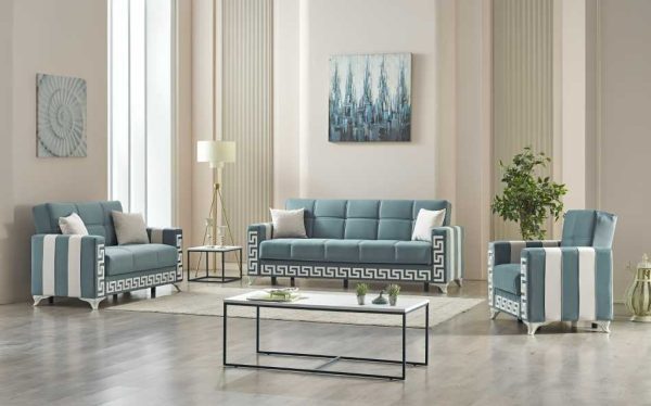 Armchair 2 Seater Sofa and 3 Seater Sofa Verona Sofa Bed Blue