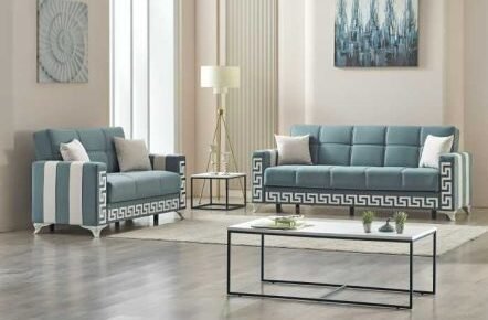 Armchair, 2 Seater Sofa and 3 Seater Sofa Verona Sofa Bed Blue
