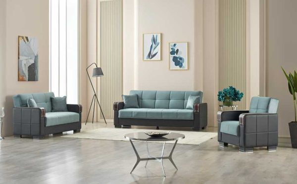 Armchair, 2 Seater and 3 Seater arte sofa bed Blue