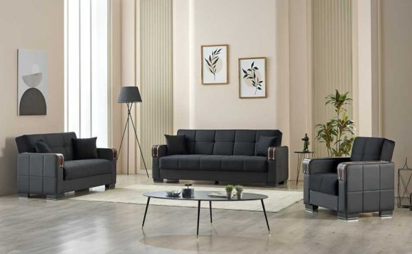 Armchair 3 Seater and 3 Seater arte sofa bed Black