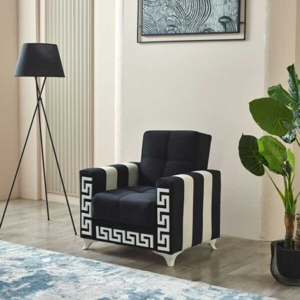 Black and white Verona sofa bed armchair in modern UK style