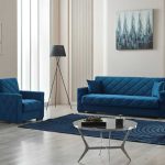 Armchair and 3 Seater Hegel Sofa Bed Blue