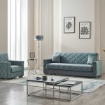 Armchair and 3 Seater Hegel Sofa Bed Light Blue