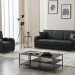 Esila black leather sofa bed