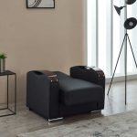 Esila black leather sofa bed