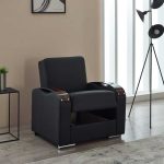 Esila black leather sofa bed
