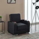 Esila black leather sofa bed