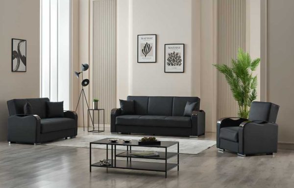 Esila black leather sofa bed 8