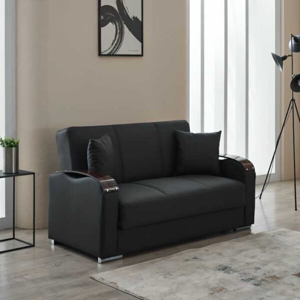 Esila black leather 2 Seater sofa bed - UK