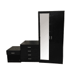 3 Piece Bedroom Set Including Mirrored Wardrobe