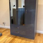High Gloss 3 Door 2 Drawers Mirror Wardrobe