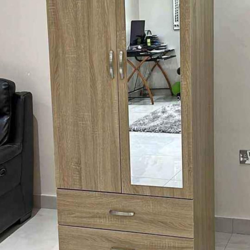 2 Door 3 Drawers Classic Mirror Wardrobe