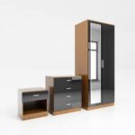 3 Piece Bedroom Set Including Mirrored Wardrobe