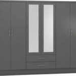 6 Door 2 Drawers Mirrored Bedroom Wardrobe