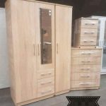 3 Door Mirrored Wardrobe with Drawers Set