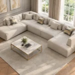 Astoria U Shape Modular Sofa in living room setup 45-degree corner angle view by climax furniture